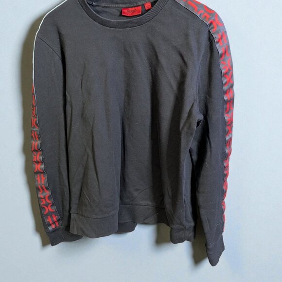 Huge Boss Crew Neck Sweatshirt, Black, Men's L, Logo Sleeve - Picture 1 of 5